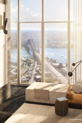 A render of the view from an apartment in One Sydney Harbour.