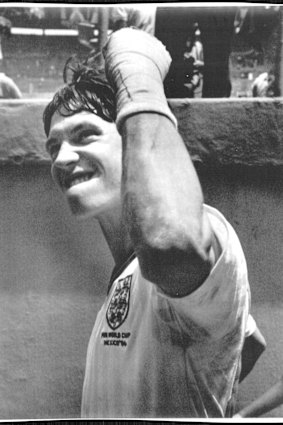 Gary Lineker celebrates a goal for England against Paraguay at the World Cup in 1986.