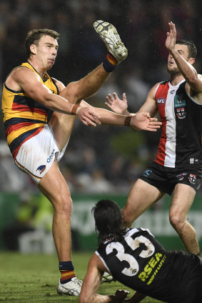 Riley Thilthorpe kicks the match-winning goal. 