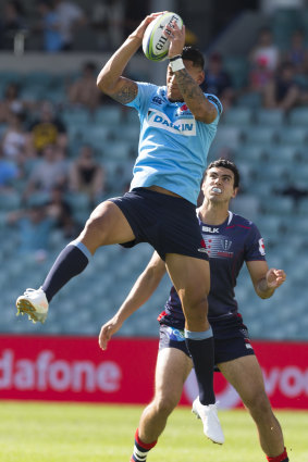 High praise: Waratahs used Israel Folau's prowess in the air to great effect on the wing.