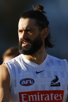 Pies ruckman Brodie Grundy is done for the season.