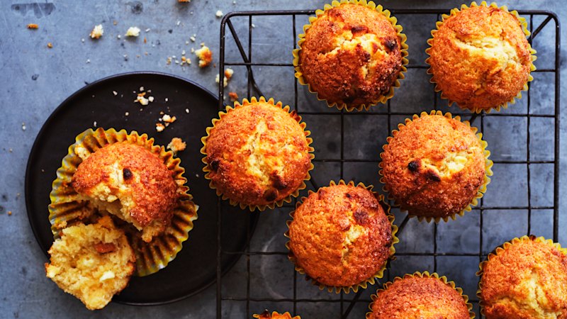 Adam Liaw’s white chocolate and caramel muffins