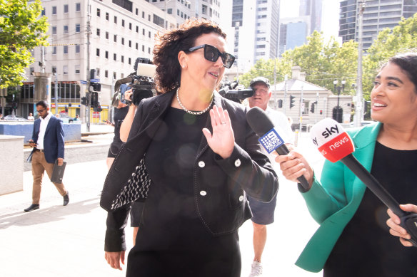 Federal independent MP Dr Monique Ryan outside court before an earlier appearance in February.