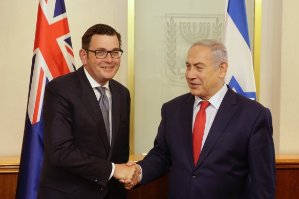 Premier Daniel Andrews with Israeli Prime Minister Benjamin Netanyahu in 2017.