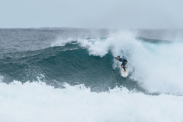 Two-time WSL Champion Tyler Wright surfing in the final at Margaret River.