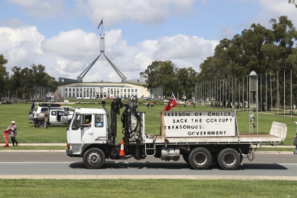Convoy to Canberra protesters have descended on the national capital.