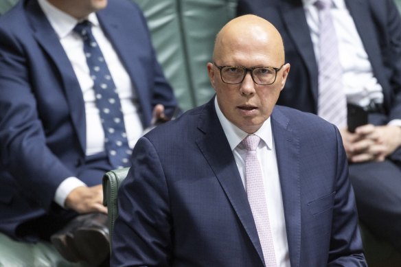Opposition Leader Peter Dutton during Question Time on Thursday. 