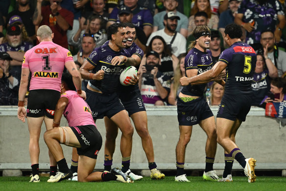 Reimis Smith celebrates the only try of the match.