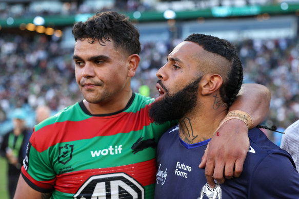 Latrell Mitchell and Josh Addo-Carr after the game.