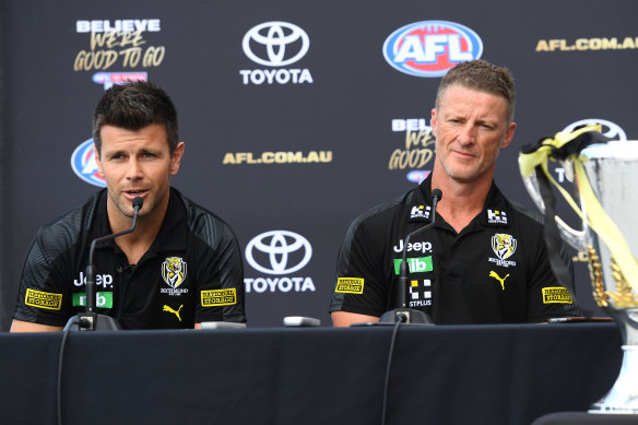 Richmond captain Trent Cotchin, left, and coach Damien Hardwick. 