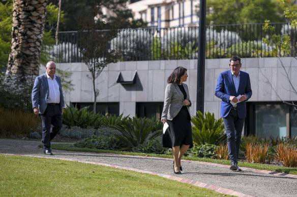 Marlene Kairouz with Daniel Andrews in April 2020.