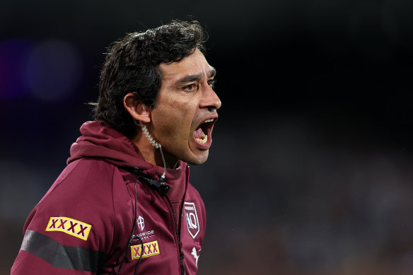 In his elelemt: Maroons assistant coach Johnathan Thurston.