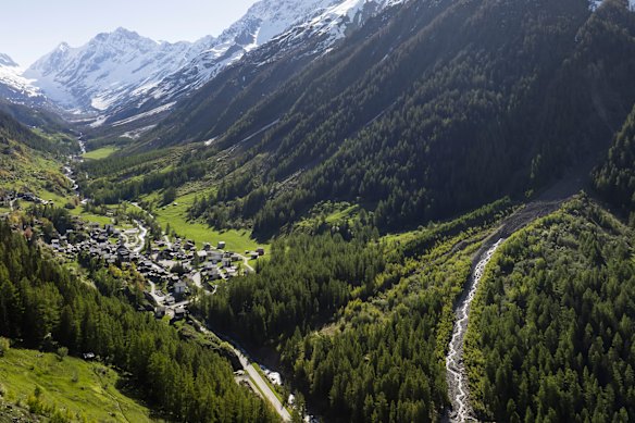 Blatten shown before the avalanche, earlier this month.