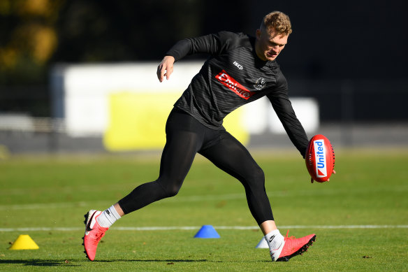 Collingwood's Adam Treloar at training on Monday.