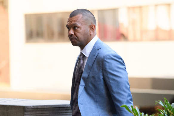 Kurtley Beale arrives at Downing Centre District Court on Tuesday for his bail variation hearing.