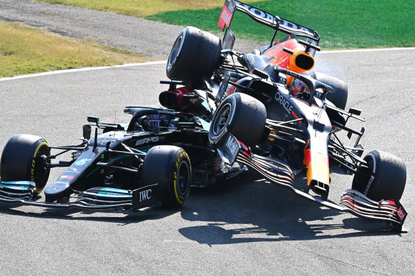 Max Verstappen and Lewis Hamilton crashed at Monza.
