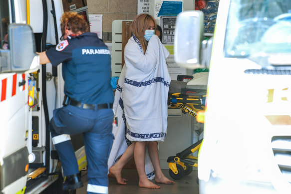 Two teenagers arrived at Geelong hospital in an ambulance after their rescue.