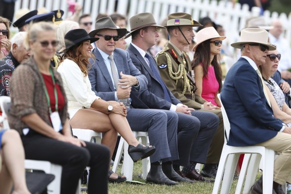 Opposition Leader Anthony Albanese during the flag raising and citizenship ceremony in Canberra. 