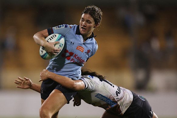 Rosie Ferguson on the charge for the Waratahs this year.