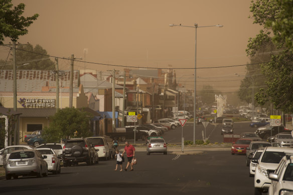 Raised dust in the central west town of Bathurst on Tuesday.