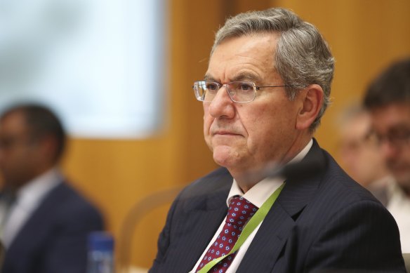New ASIC chairman Joe Longo during a Senate estimates hearing at Parliament House in Canberra.