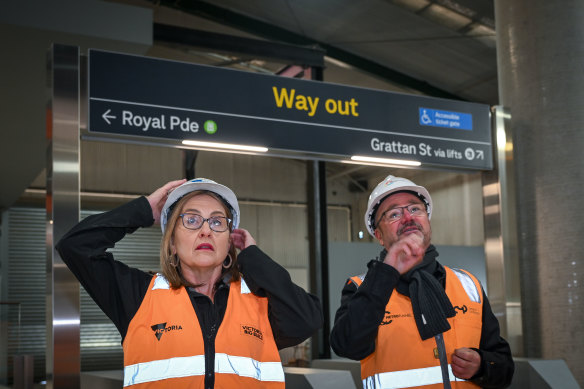 Victorian Deputy Premier Jacinta Allan during a tour of a mock Metro Tunnel station last year. 