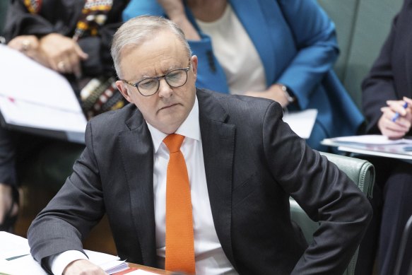 Prime Minister Anthony Albanese in question time. 