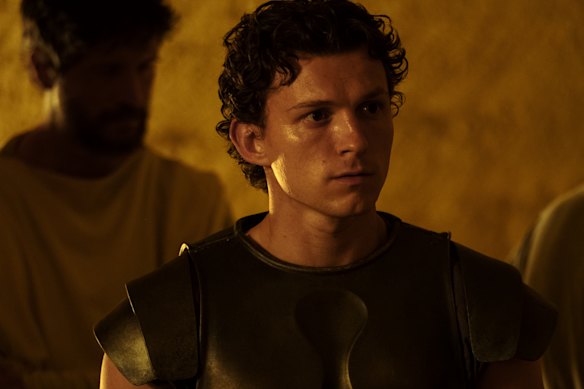 Tom Holland stars as Telemachus, the neo-baby who marries Circe. 