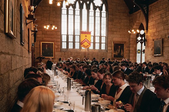 Students at St Paul’s residential college within the University of Sydney attend formal dinner four nights a week.