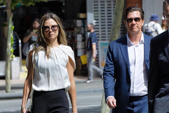 Bianca Rinehart and John Hancock arrive at WA’s Supreme Court in 2023.