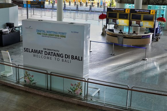 The international airport in Denpasar remains empty despite Bali’s official re-opening.