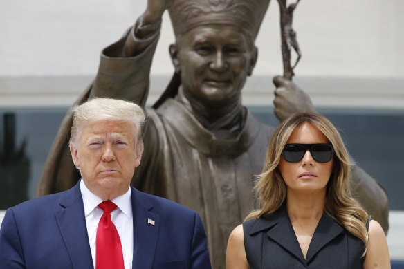 President Donald Trump and first lady Melania Trump, pictured at the Saint John Paul II National Shrine last week.