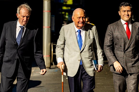 Alan Jones outside the Downing Centre Local Court on Tuesday.