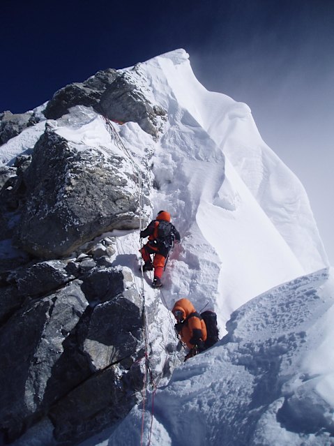 John Taylor about to reach the peak of Mount Everest.