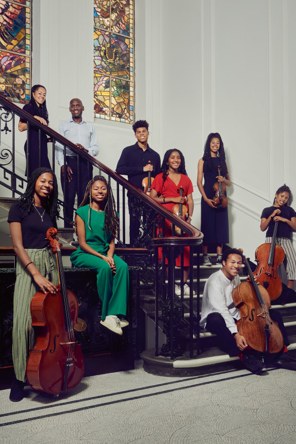 The Kanneh-Mason clan. “It could have been any one of them” who reached Sheku’s level of public attention, according to his mother, Kadie. Clockwise from top left: Kadie, father Stuart, Braimah, Aminata, Konya, Mariatu, Sheku, Isata and Jeneba.