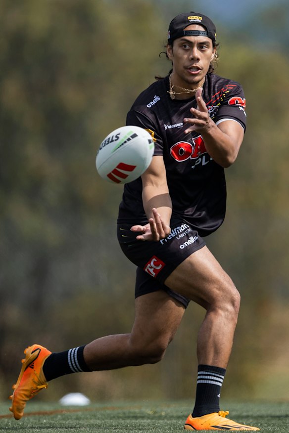 Panthers star Jarome Luai at training as he looks to make a miracle comeback in Friday’s preliminary final.