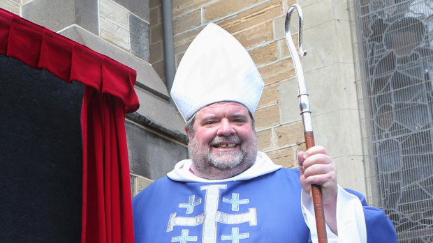 Ballarat Bishop Garry Weatherill with the missing crozier. 