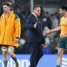 Rennie and Jake Gordon after the Wallabies’ loss to Ireland.