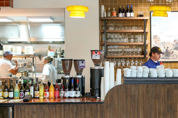 Commonfolk's drink offering spans morning espresso (right) to evening prosecco (left).