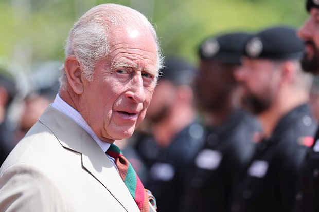  King Charles III meets RTR soldiers on parade during The Royal Tank Regiment's Families' Day at the Tank Museum on July 06, 2026 in Bovington, Dorset.