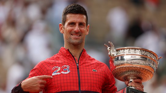 Novak Djokovic after winning No.23.