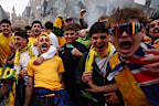 Fans watch the Socceroos play Turkey from Melbourne’s Federation Square on June 14.