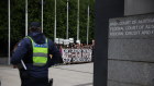 Protesters in front of the Federal Court as it heard a claim against Santos. The company was successful and has restarted work on the Barossa gas project.