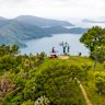 Mountain bikers on the Queen Charlotte Track in the Marlborough Sounds.
