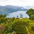Mountain bikers on the Queen Charlotte Track in the Marlborough Sounds.