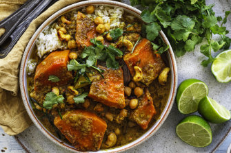 Pumpkin and chickpea coconut curry.