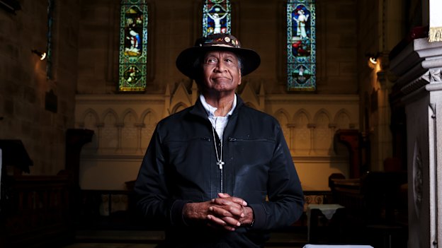 Uncle Ray Minniecon at church in Glebe on Sunday.