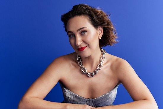 Zoë Foster Blake wears Scanlan Theodore bustier, Paco Rabanne necklace from Parlour X.