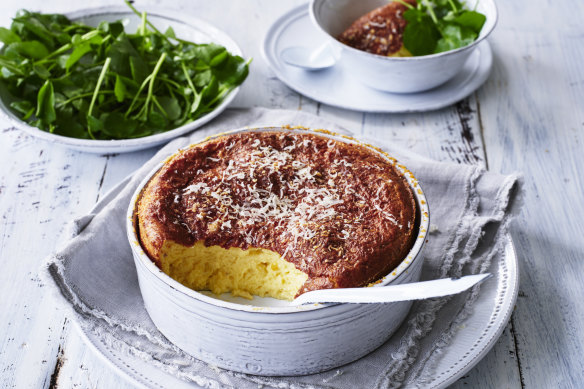 Danielle Alvarez’s garlic and three-cheese souffle.