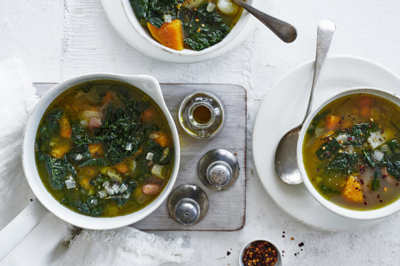 Finish Italian soups with a drizzle of extra virgin olive oil.